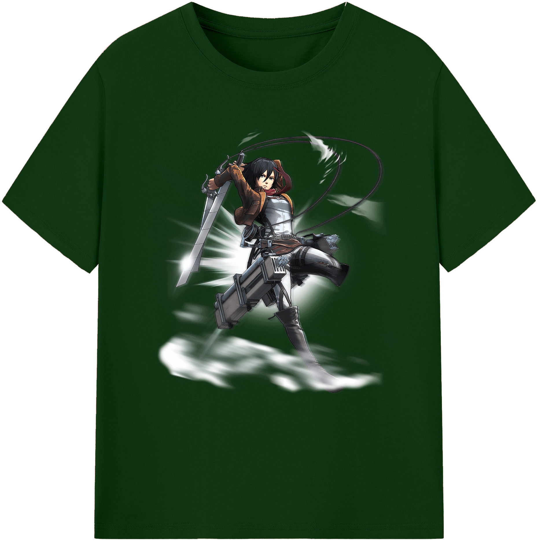 （画像用） 進撃の巨人 ミカサ·アッカーマン Attack on Titan Mikasa Ackerman 綿100％半袖Tシャツ（フロントプリント）